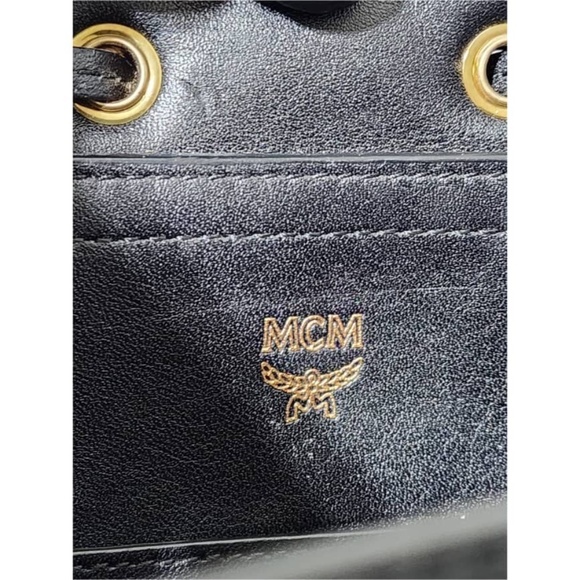 Authentic MCM Visetos Leather Drawstring Backpack Black - Picture 7 of 13